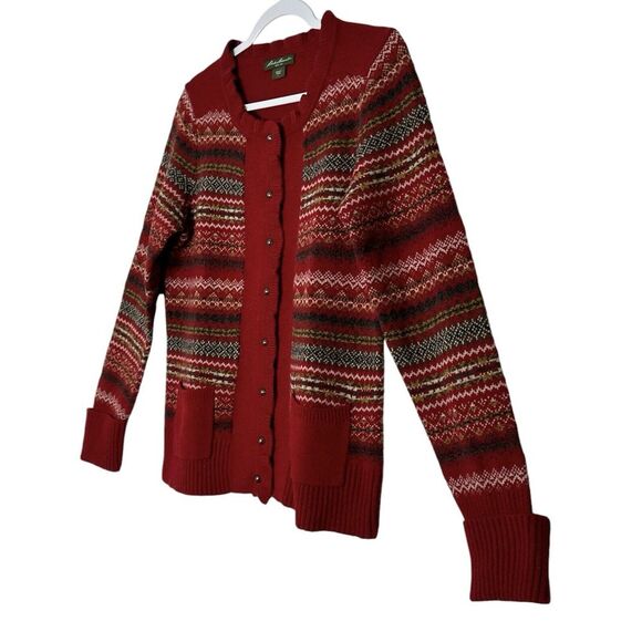 Vintage Eddie Bauer Sweater Top Women Large Red Knit Long Sleeve Grandmacore Y2K - Picture 7 of 9